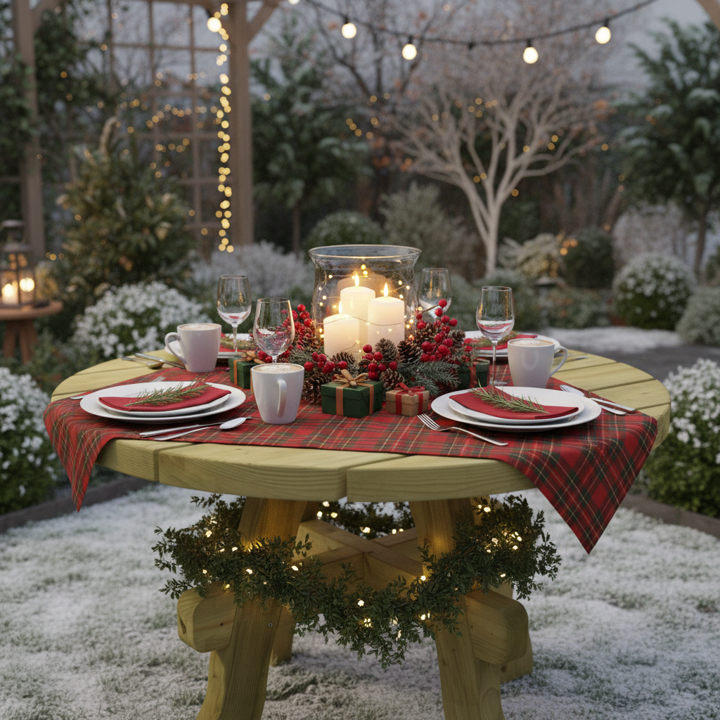 Okrągły stół drewniany - wersja świąteczna